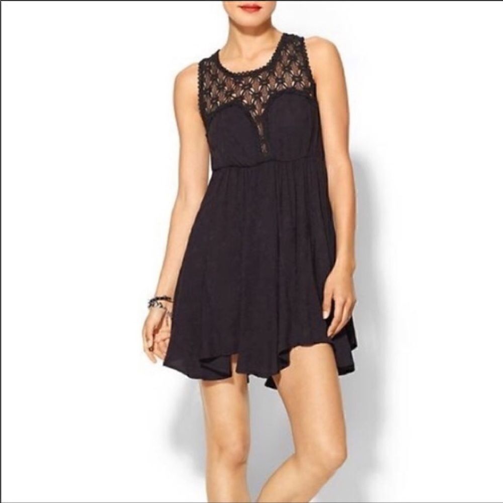 Free People Black Fiesta Crochet Dress